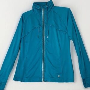 Champion Light Blue Athletic Full Zip Long Sleeve Thumbhole Vented Jacket Sz M